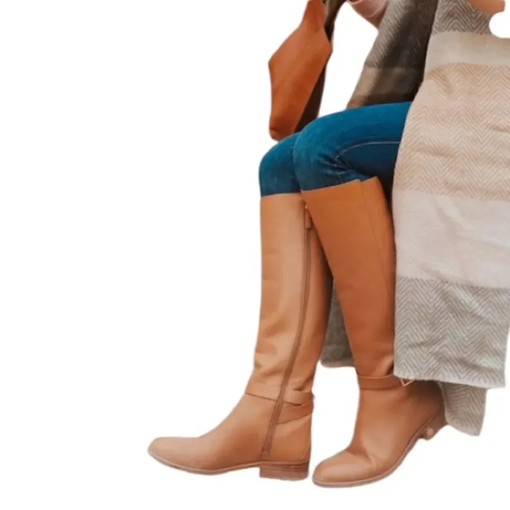 TORY BURCH Brooke Riding Boot Tan Calf Leather NEW - Picture 12 of 13